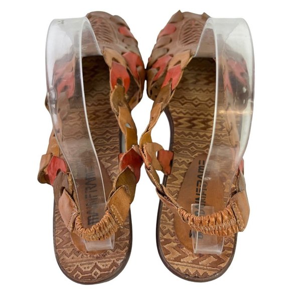 Mainframe Main Frame Women's 30137 Link Boho Peep Toe Genuine Leather Flats 9 M - Picture 7 of 16